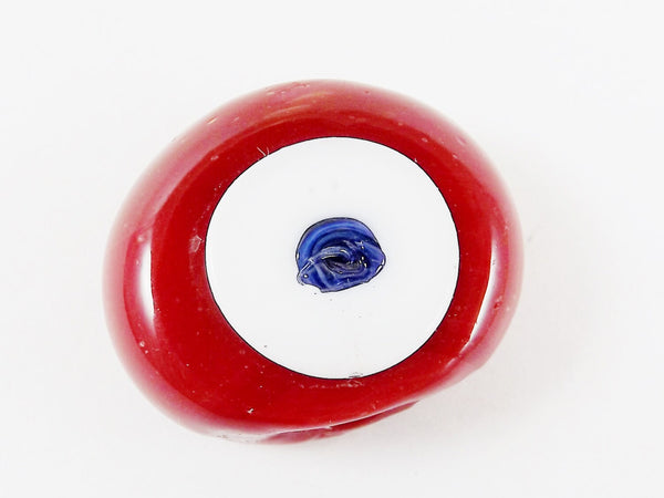 Cranberry Red Evil Eye Nazar Glass Bead - Traditional Turkish Handmade - 27 mm - BE141