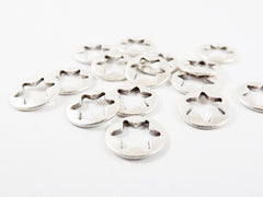 15 Round Cut Out Star Charms - Matte Silver Plated