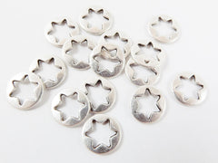 15 Round Cut Out Star Charms - Matte Silver Plated