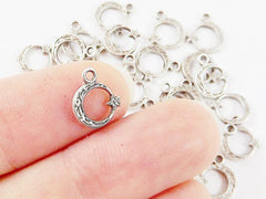 20 Mini Moon Crescent Star Charms - Matte Silver Plated
