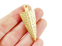 Hammered Spear Arrow Head Geometric Pendant - 22k Matte Gold Plated - 1pc