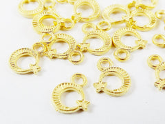 20 Mini Moon Crescent Star Charms - 22k Matte Gold Plated