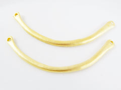 2 Organic Shaped Curve Bar Connector - 22k Matte Gold Plated