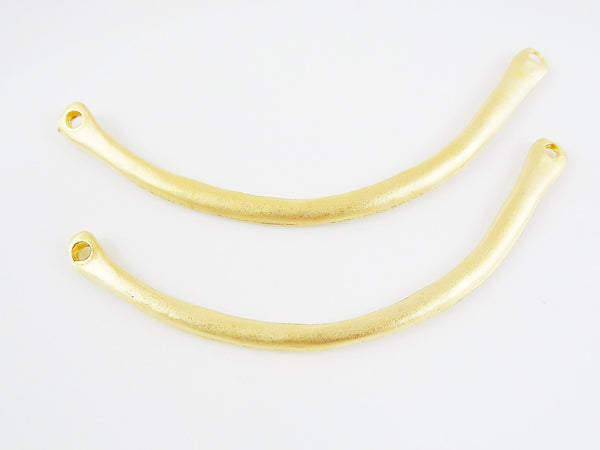 2 Organic Shaped Curve Bar Connector - 22k Matte Gold Plated