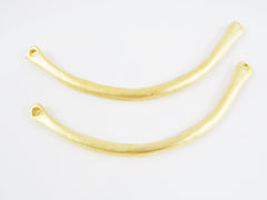 2 Organic Shaped Curve Bar Connector - 22k Matte Gold Plated