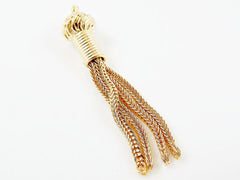 Mini Tassel Pendant with Snake Chain Strands - Gold Plated Brass - 1PC