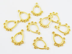 10 Mini Chandelier Drop Charm Pendant - 5 Loops Rings - 22k Matte Gold Plated