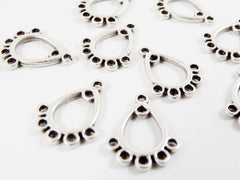 10 Mini Chandelier Drop Charm Pendant - 5 Loops Rings - Matte Silver Plated