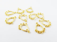 10 Mini Chandelier Drop Charm Pendant - 5 Loops Rings - 22k Matte Gold Plated