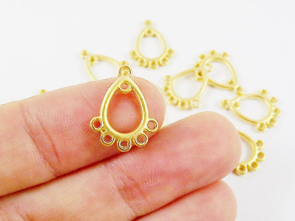 10 Mini Chandelier Drop Charm Pendant - 5 Loops Rings - 22k Matte Gold Plated