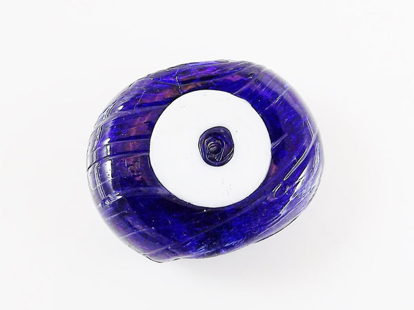 Navy Blue Evil Eye Nazar Glass Bead - Traditional Turkish Handmade - 27 mm