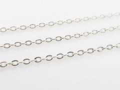1.5mm Delicate Cable Chain  -  Matte Silver Plated - 1 Meter  or 3.3 Feet