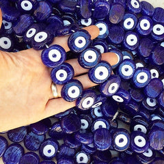 Navy Blue Evil Eye Nazar Glass Bead - Traditional Turkish Handmade - 27 mm