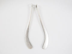 2 Wishbone Paddle Pendants -  Matte Silver Plated