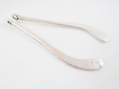 2 Wishbone Paddle Pendants -  Matte Silver Plated