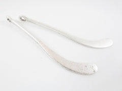 2 Wishbone Paddle Pendants -  Matte Silver Plated