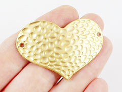 Hammered Heart Pendant Connector - 22k Matte Gold Plated - 1PC