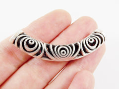 Circle Fretwork Curve Tube Bead Spacer - Matte Antique Silver Plated - 1 pc