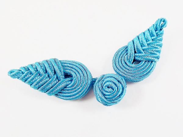 Teal Blue Chinese Knot Button Closures Clasp - Soutache Cord - 1pc
