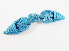 Teal Blue Chinese Knot Button Closures Clasp - Soutache Cord - 1pc