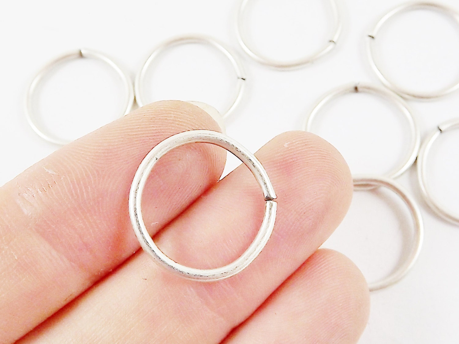 18mm Silver Jump Rings, Large Silver Jump Rings, Jumprings, Silver Jumprings, Silver Rings, Large Rings, Antique Matte Silver Plated- 8pcs