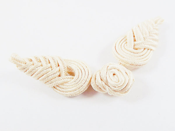 Cream Chinese Knot Button Closures Clasp - Soutache Cord - 1pc
