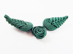 Deep Green Chinese Knot Button Closures Clasp - Soutache Cord - 1pc