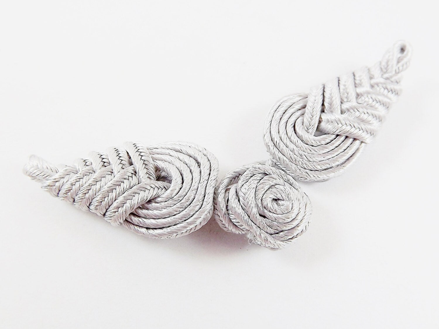 Light Gray Chinese Knot Button Closures Clasp - Soutache Cord - 1pc