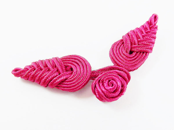 Deep Magenta Red Chinese Knot Button Closures Clasp - Soutache Cord - 1pc