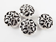 16mm Exotic Cut Out Shapes Bead Spacers - Matte Silver Plated - 4pcs