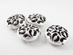 16mm Exotic Cut Out Shapes Bead Spacers - Matte Silver Plated - 4pcs