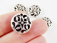 16mm Exotic Cut Out Shapes Bead Spacers - Matte Silver Plated - 4pcs