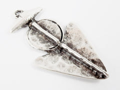 Tribal Spear Geometric Pendant - Matte Antique Silver Plated - 1pc