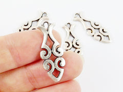 4 Tribal Shield Charms Charms - Matte Silver Plated