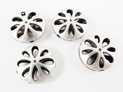 18mm Cut Out Petal Bead Spacers - Matte Silver Plated - 4pcs