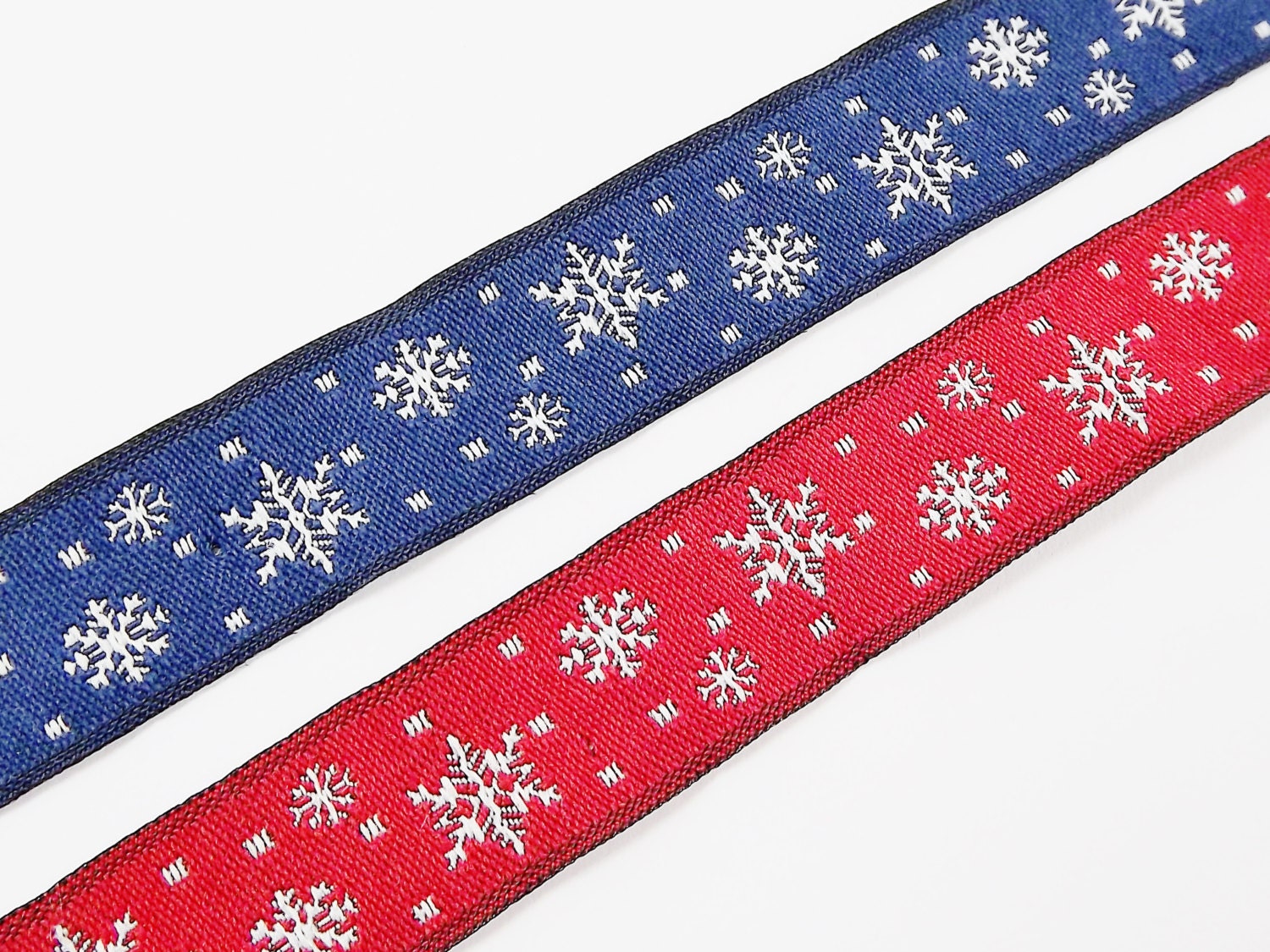 16mm Navy Snowflake Ribbon Snow Woven Embroidered Jacquard Trim Ribbon –  LylaSupplies