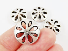 18mm Cut Out Petal Bead Spacers - Matte Silver Plated - 4pcs