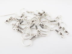 12 pairs of French Earwire Earring Wire Hooks - Matte Anitque Silver Plated Brass