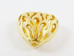 Large Heart Fretwork Hollow 22k Matte Gold Plated Bead Spacer - 1pc