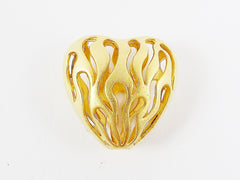 Large Heart Fretwork Hollow 22k Matte Gold Plated Bead Spacer - 1pc