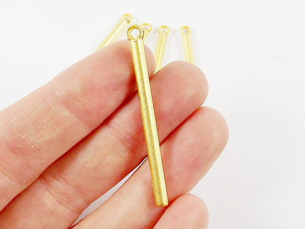 Gold Bar Charm, Bar Pendant, Gold Rod Bar, Rod Charm, Simple Bar Pendant, Long Bar, Minimalist, Gold Charm,22k Matte Gold Plated - 5pc