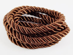 Brown 5mm Twisted Rayon Satin Rope Silk Braid Cord - 3 Ply Twist - 1 meters - 1.09 Yards - No: 8