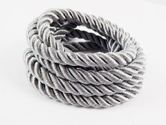 Light Gray 5mm Twisted Rayon Satin Rope Silk Braid Cord - 3 Ply Twist - 1 meters - 1.09 Yards - No: 30