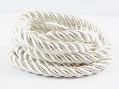 Off White 5mm Twisted Rayon Satin Rope Silk Braid Cord - 3 Ply Twist - 1 meters - 1.09 Yards - No: 23