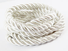Off White 5mm Twisted Rayon Satin Rope Silk Braid Cord - 3 Ply Twist - 1 meters - 1.09 Yards - No: 23