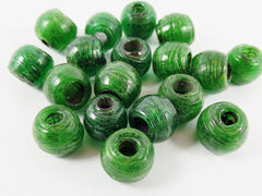 20 Recycled Bottle Green Rustic Glass Bead - Traditional Turkish Artisan Handmade - 10mm - BE146