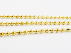 2mm Ball Chain  - 22k Matte Gold Plated - 1 Meter  or 3.3 Feet