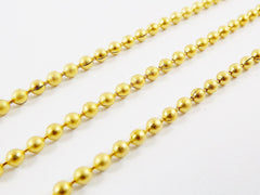 2mm Ball Chain  - 22k Matte Gold Plated - 1 Meter  or 3.3 Feet