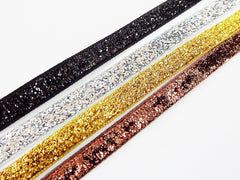 Brown 1/4'' inch 6mm Glitter Ribbon Metallic Velvet Trim Ribbon - 5 meters (5.46 Yards)