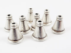 Small Silver Bead Caps, Round, Cone Bead caps, Simple, Plain, Silver Caps, Tassel Cap, Cone Cap, Antique Matte Silver Plated - 8pcs